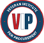A red and white striped background with the words veteran institute for procurement in blue.