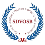 A blue wreath with the words " cve sdvosb ".