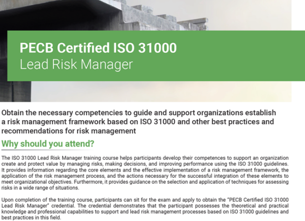 A picture of the ycsb certified iso 3 1 0 0 0 and risk manager course.